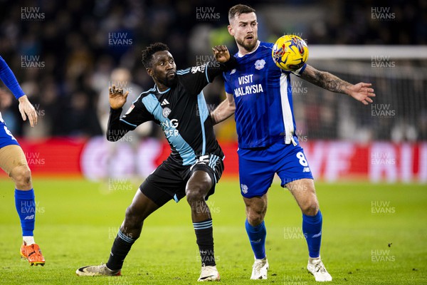 291223 - Cardiff City v Leicester City - Sky Bet Championship - Joe Ralls of Cardiff City in action against Wilfred Ndidi of Leicester City
