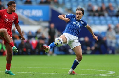 041025 - Cardiff City v Leyton Orient, EFL Sky Bet League 1 - Joel Colwill of Cardiff City wins the ball