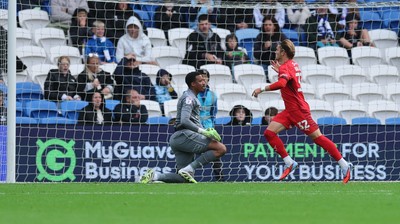 041025 - Cardiff City v Leyton Orient, EFL Sky Bet League 1 -Dominic Ballard of Leyton Orient celebrates as he scores their third goal