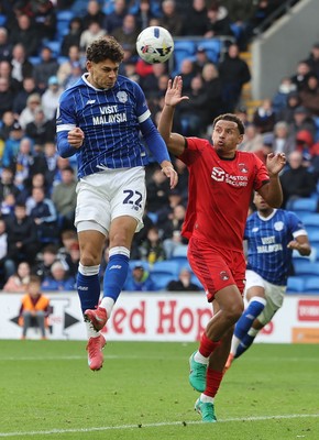 041025 - Cardiff City v Leyton Orient, EFL Sky Bet League 1 - Yousef Salech of Cardiff City heads to score the third goal