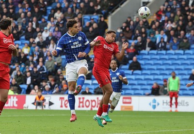 041025 - Cardiff City v Leyton Orient, EFL Sky Bet League 1 - Yousef Salech of Cardiff City heads to score the third goal