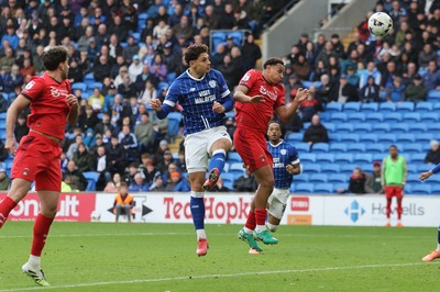 041025 - Cardiff City v Leyton Orient, EFL Sky Bet League 1 - Yousef Salech of Cardiff City heads to score the third goal