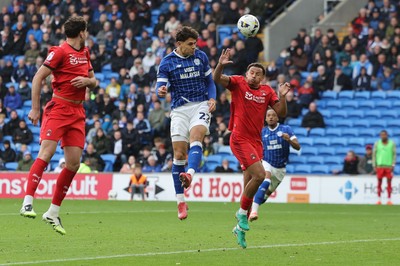 041025 - Cardiff City v Leyton Orient, EFL Sky Bet League 1 - Yousef Salech of Cardiff City heads to score the third goal