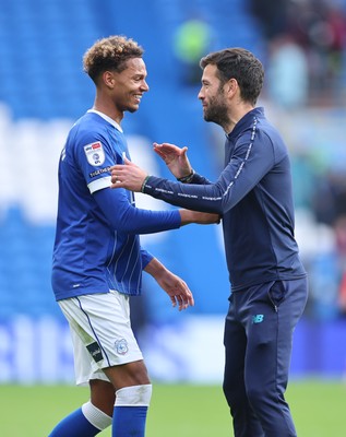 041025 - Cardiff City v Leyton Orient, EFL Sky Bet League 1 - Cardiff City head coach Brian Barry-Murphy with Omari Kellyman of Cardiff City at the end of the match