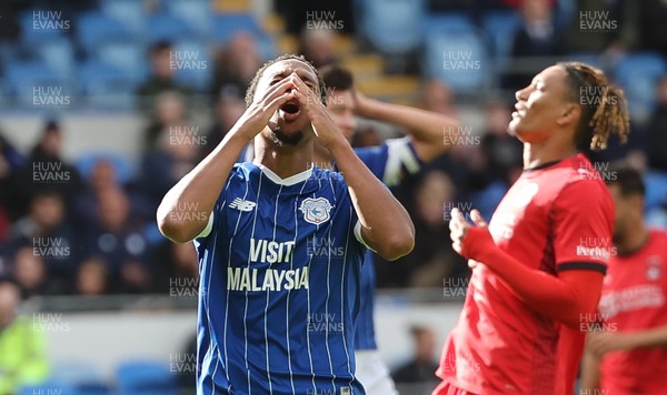 041025 - Cardiff City v Leyton Orient, EFL Sky Bet League 1 - Chris Willock of Cardiff City reacts after missing a chance to score