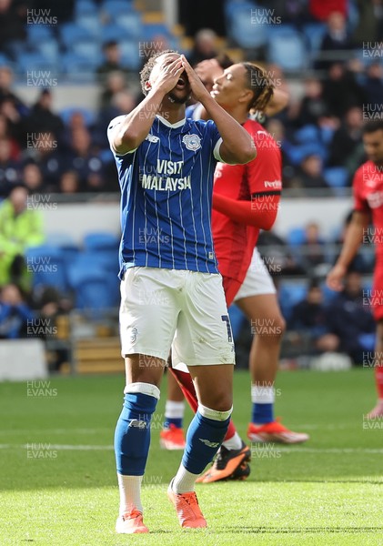 041025 - Cardiff City v Leyton Orient, EFL Sky Bet League 1 - Chris Willock of Cardiff City reacts after missing a chance to score