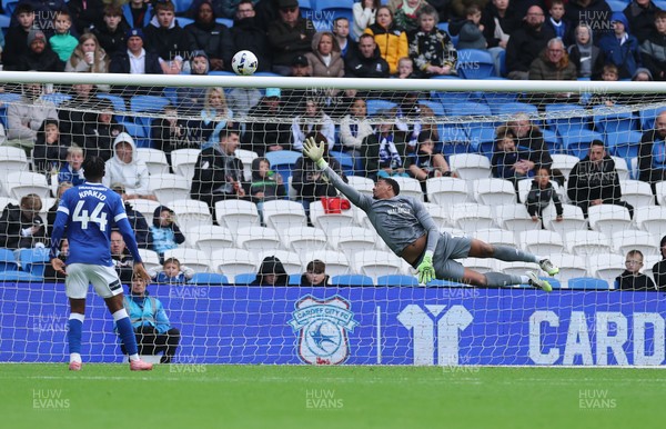 041025 - Cardiff City v Leyton Orient, EFL Sky Bet League 1 - Cardiff City goalkeeper Nathan Trott is beaten by a shot from Dominic Ballard of Leyton Orient as Orient score their third goal