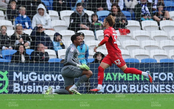 041025 - Cardiff City v Leyton Orient, EFL Sky Bet League 1 -Dominic Ballard of Leyton Orient celebrates as he scores their third goal