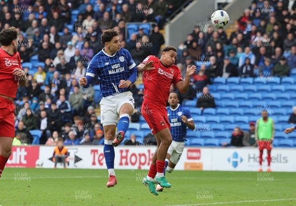 041025 - Cardiff City v Leyton Orient, EFL Sky Bet League 1 - Yousef Salech of Cardiff City heads to score the third goal