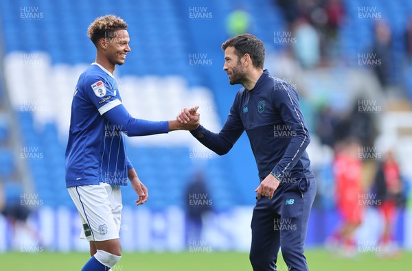 041025 - Cardiff City v Leyton Orient, EFL Sky Bet League 1 - Cardiff City head coach Brian Barry-Murphy with Omari Kellyman of Cardiff City at the end of the match