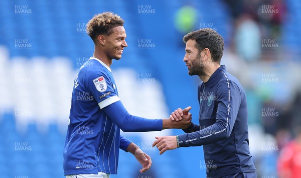 041025 - Cardiff City v Leyton Orient, EFL Sky Bet League 1 - Cardiff City head coach Brian Barry-Murphy with Omari Kellyman of Cardiff City at the end of the match