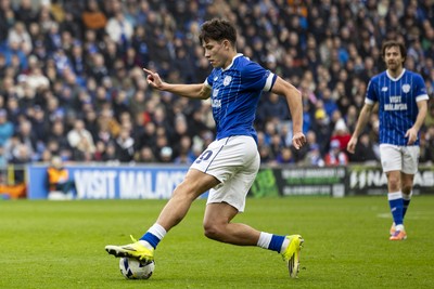 070326 - Cardiff City v Lincoln City - Sky Bet League 1 - Rubin Colwill of Cardiff City in action