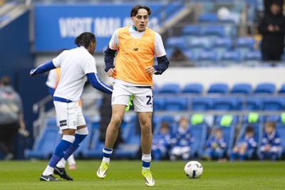 070326 - Cardiff City v Lincoln City - Sky Bet League 1 - Joel Colwill of Cardiff City during the warm up