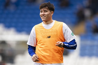 070326 - Cardiff City v Lincoln City - Sky Bet League 1 - Rubin Colwill of Cardiff City during the warm up