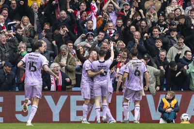 070326 - Cardiff City v Lincoln City - Sky Bet League 1 - Dominic Jefferies of Lincoln City celebrates scoring his sides second goal