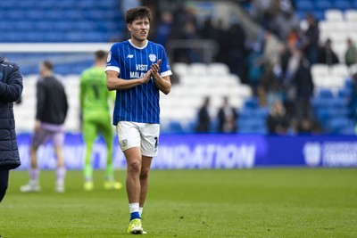 070326 - Cardiff City v Lincoln City - Sky Bet League 1 - Rubin Colwill of Cardiff City at full time