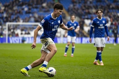 070326 - Cardiff City v Lincoln City - Sky Bet League 1 - Rubin Colwill of Cardiff City in action