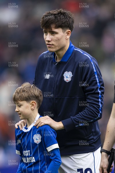 070326 - Cardiff City v Lincoln City - Sky Bet League 1 - Rubin Colwill of Cardiff City ahead of kick off