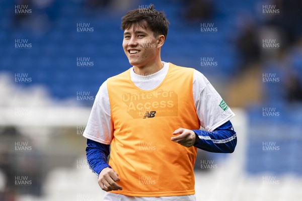 070326 - Cardiff City v Lincoln City - Sky Bet League 1 - Rubin Colwill of Cardiff City during the warm up
