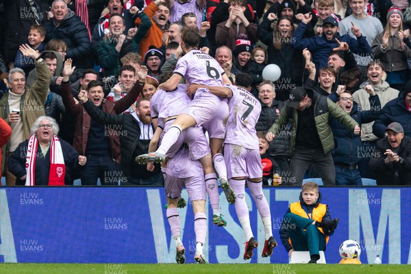 070326 - Cardiff City v Lincoln City - Sky Bet League 1 - Rob Street of Lincoln City celebrates scoring his sides first goal