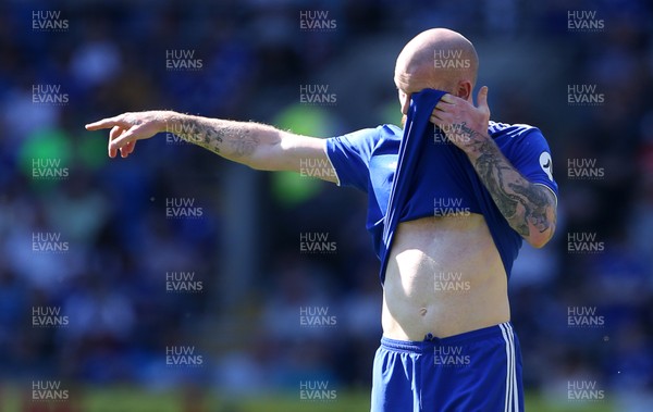 210419 - Cardiff City v Liverpool FC - Premier League - A dejected Aron Gunnarsson of Cardiff City