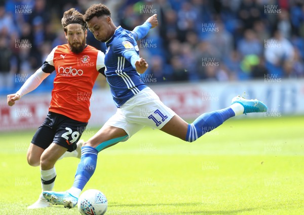 100819 - Cardiff City v Luton Town, Sky Bet Championship - Josh Murphy of Cardiff City fires a shot at goal