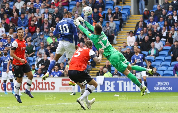 100819 - Cardiff City v Luton Town, Sky Bet Championship - Isaac Vassell of Cardiff City heads to score the winning goal