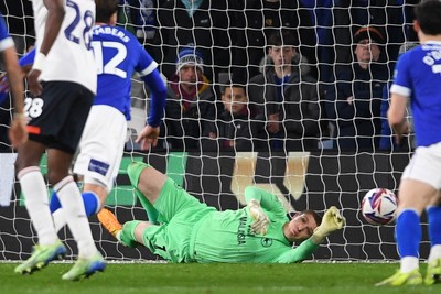 110325 - Cardiff City v Luton Town - Sky Bet Championship - Ethan Hovarth of Cardiff City makes a good save to deny the opener