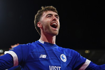 110325 - Cardiff City v Luton Town - Sky Bet Championship - Calum Chambers of Cardiff City celebrates scoring the first goal of the game