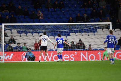 110325 - Cardiff City v Luton Town - Sky Bet Championship - Jordan Clark of Luton Town scores a goal