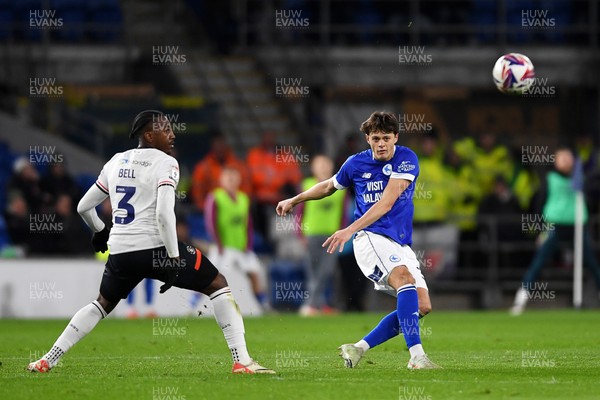 110325 - Cardiff City v Luton Town - Sky Bet Championship - Perry NG of Cardiff City plays a long ball