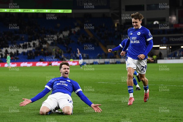 110325 - Cardiff City v Luton Town - Sky Bet Championship - Calum Chambers of Cardiff City celebrates scoring the first goal of the game