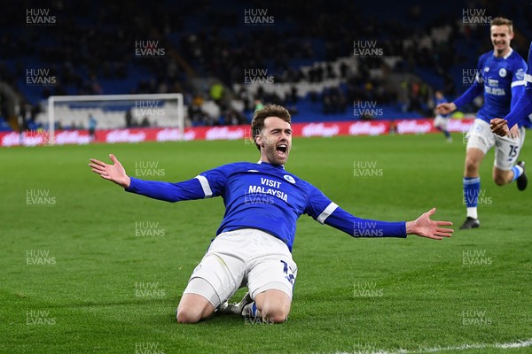 110325 - Cardiff City v Luton Town - Sky Bet Championship - Calum Chambers of Cardiff City celebrates scoring the first goal of the game