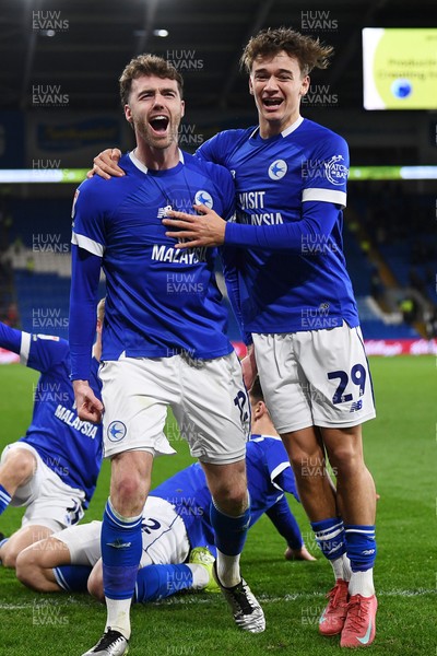 110325 - Cardiff City v Luton Town - Sky Bet Championship - Calum Chambers of Cardiff City celebrates scoring the first goal of the game with team mates