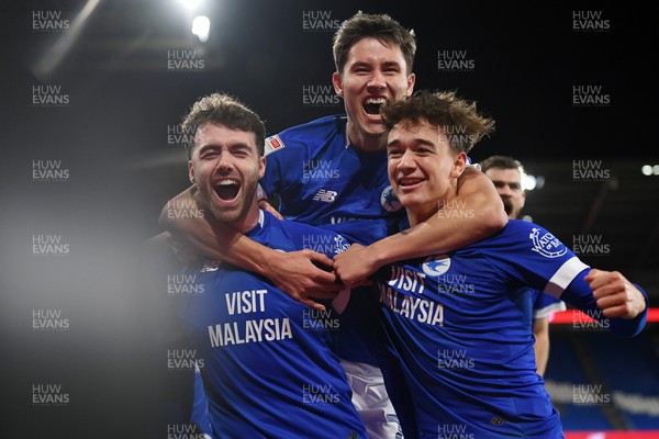 110325 - Cardiff City v Luton Town - Sky Bet Championship - Calum Chambers of Cardiff City celebrates scoring the first goal of the game with team mates