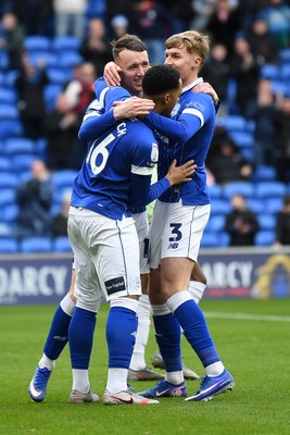 140226 - Cardiff City v Luton Town - Sky Bet League 1 - David Turnbull of Cardiff City celebrates scoring a goal with team mates