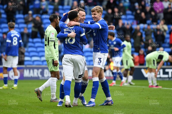 140226 - Cardiff City v Luton Town - Sky Bet League 1 - David Turnbull of Cardiff City celebrates scoring a goal with team mates