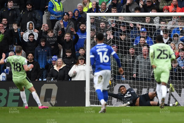 140226 - Cardiff City v Luton Town - Sky Bet League 1 - Jordan Clark of Luton scores from the penalty spot