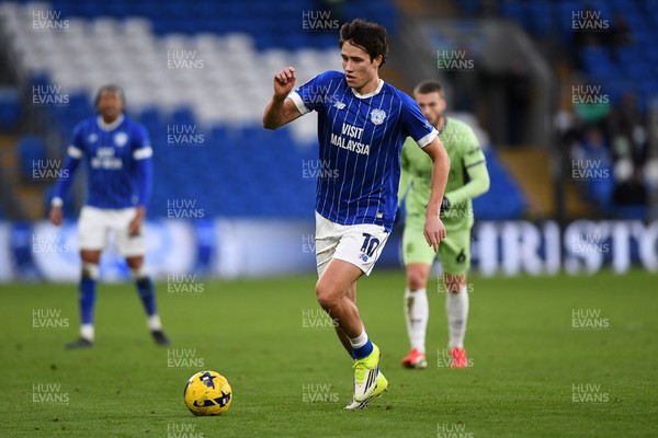 140226 - Cardiff City v Luton Town - Sky Bet League 1 - Rubin Colwill of Cardiff City