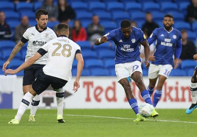 270819 - Cardiff City v Luton Town, EFL  Cup, Round 2 - Omar Bogle of Cardiff City fires a shot at goal