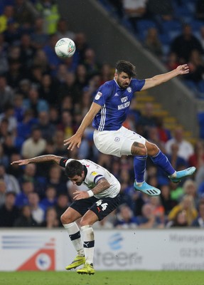 270819 - Cardiff City v Luton Town, EFL  Cup, Round 2 - Callum Paterson of Cardiff City and Alan Sheehan of Luton Town compete for the ball