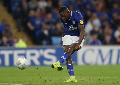 270819 - Cardiff City v Luton Town, EFL  Cup, Round 2 - Omar Bogle of Cardiff City fires a shot at goal