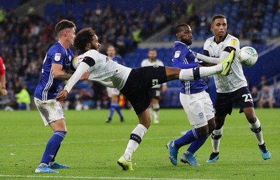 270819 - Cardiff City v Luton Town, EFL  Cup, Round 2 - Izzy Brown of Luton Town clears the ball