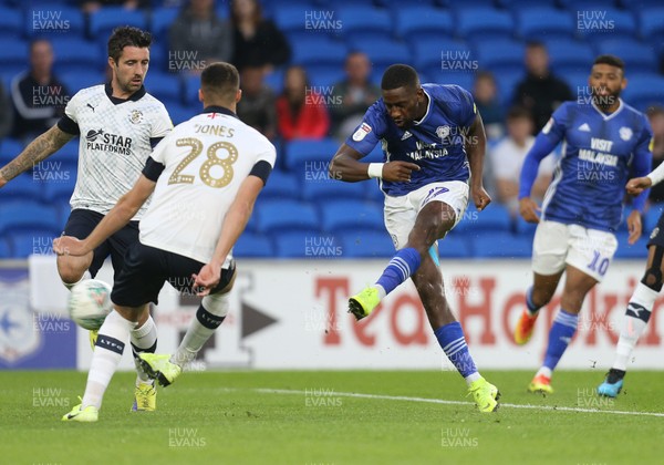 270819 - Cardiff City v Luton Town, EFL  Cup, Round 2 - Omar Bogle of Cardiff City fires a shot at goal