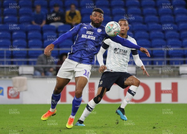 270819 - Cardiff City v Luton Town, EFL  Cup, Round 2 - Isaac Vassell of Cardiff City looks to win the ball
