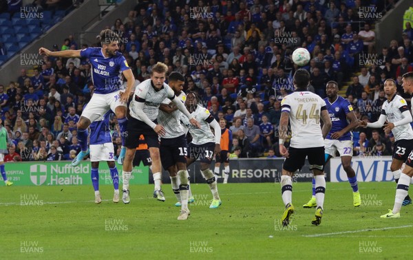 270819 - Cardiff City v Luton Town, EFL  Cup, Round 2 - Callum Paterson of Cardiff City heads at goal