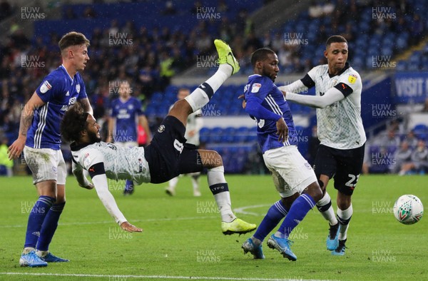 270819 - Cardiff City v Luton Town, EFL  Cup, Round 2 - Izzy Brown of Luton Town clears the ball