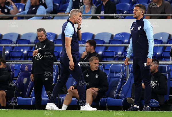 300822 - Cardiff City v Luton Town - SkyBet Championship - A frustrated Cardiff City Manager Steve Morison