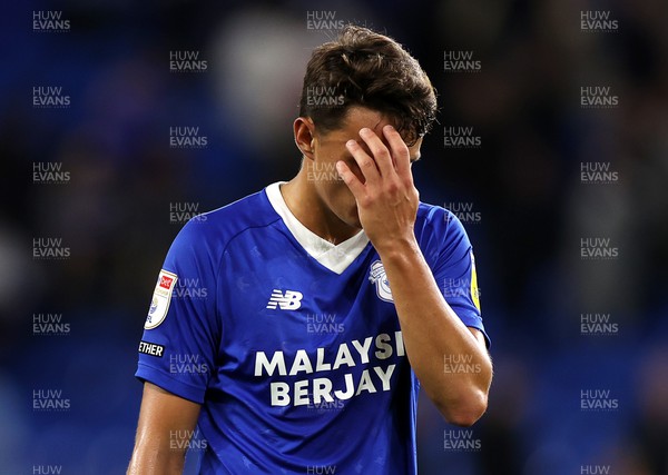 300822 - Cardiff City v Luton Town - SkyBet Championship - A dejected Perry Ng of Cardiff City