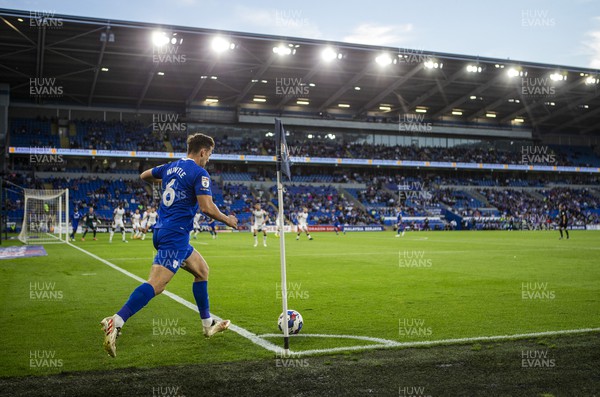 300822 - Cardiff City v Luton Town - SkyBet Championship - Ryan Wintle of Cardiff City takes a corner kick